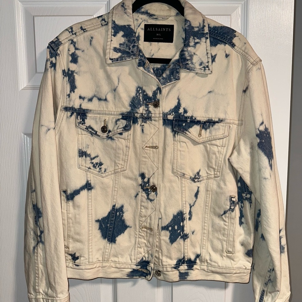 All Saints Indigo and Cream Tie-Dye Jacket